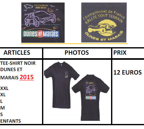 article boutique Rallye Dunes et Marais 2015